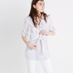 Madewell Button Down Tie Tunic Shirt XS